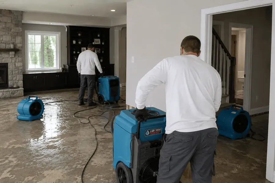 Restoration technicians arriving to dry a Joplin, MO home